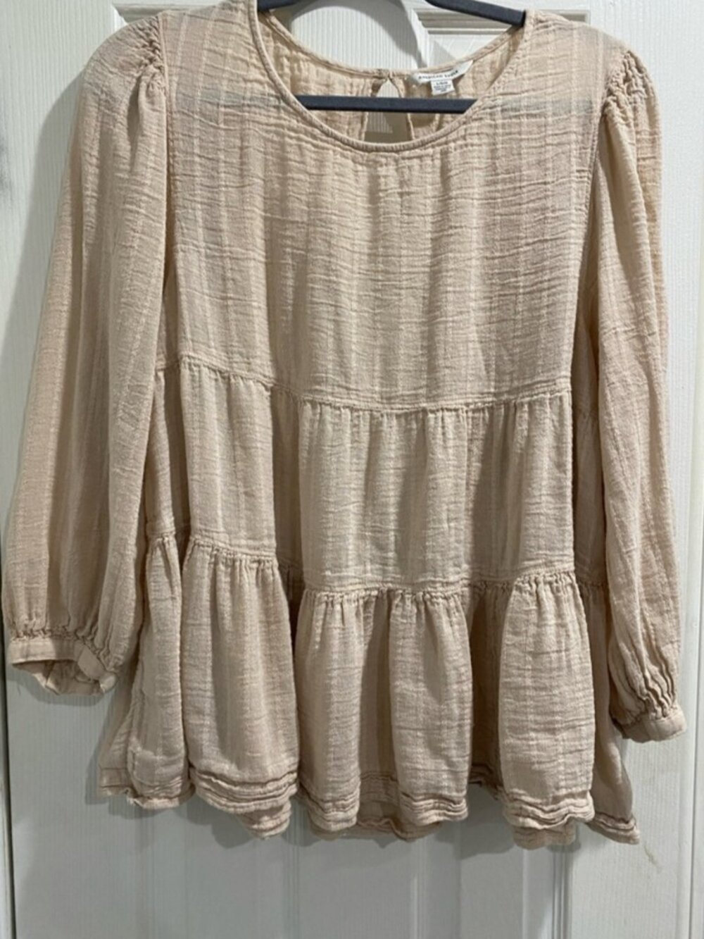 Outfitters Pale Beige Tiered Babydoll Top